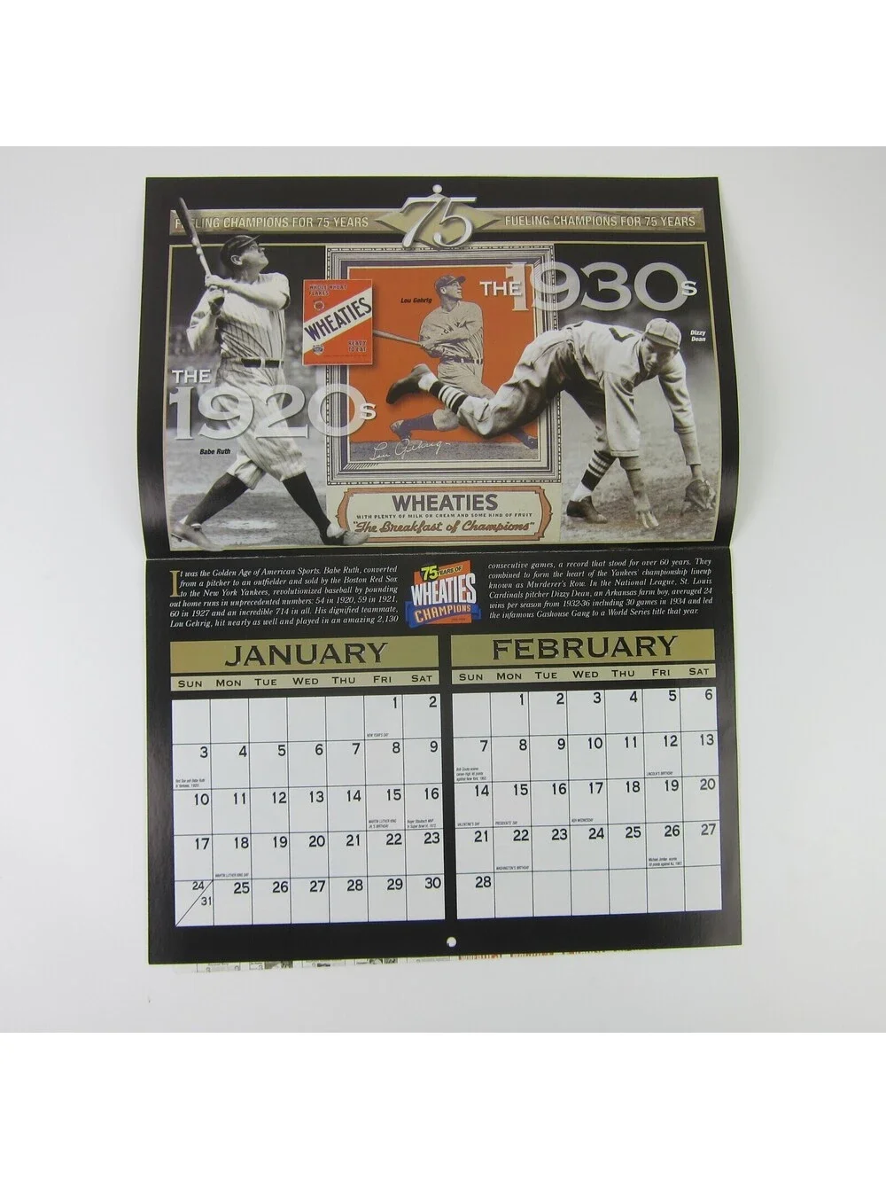 Vintage Wheaties Calendar 1999 Champions & Voting Poster 75 Years Of Champions